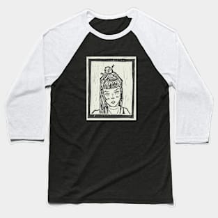 Linocut print girl Baseball T-Shirt